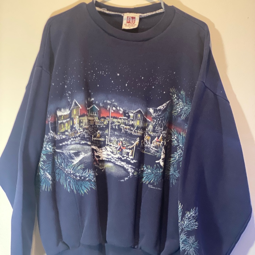 Art Unlimited Blue Christmas Sweater XL (Fits Small)